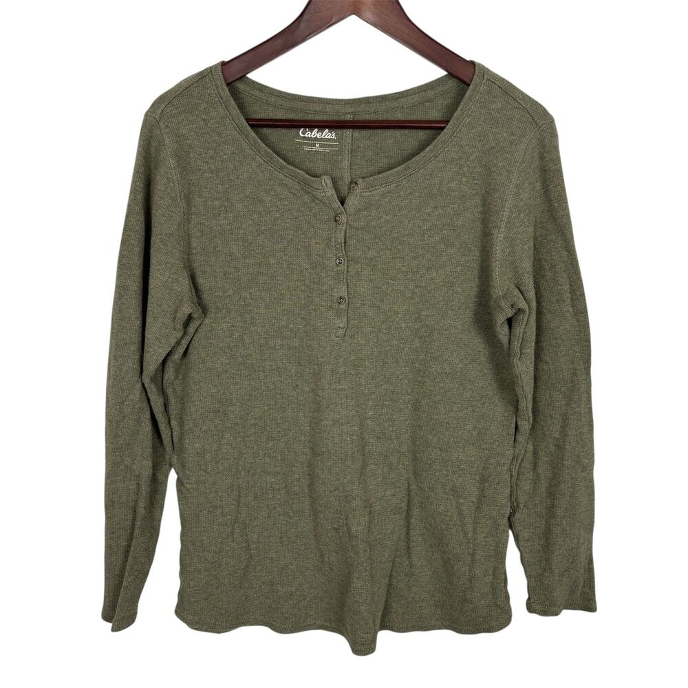 Cabela’s Green Thermal Knit Long Sleeve Shirt Size Medium